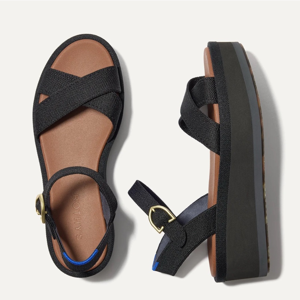 New Rothy's Black Strappy Platform Sandals (out of the box)